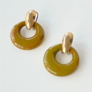 Vintage Green & Gold Bakelite Earrings